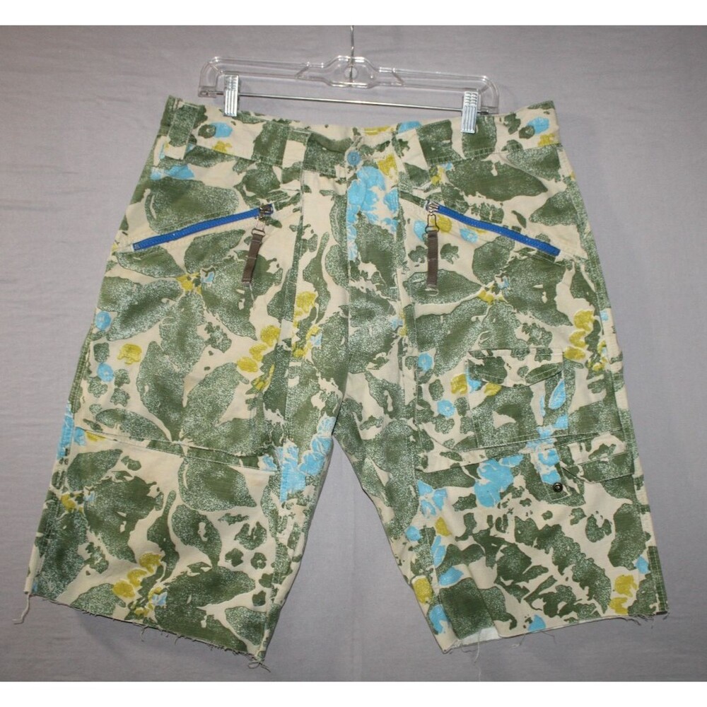 Diesel Mens Summer 34 Shorts Floral Printed Casual Beachwear Cut Zipper Pockets